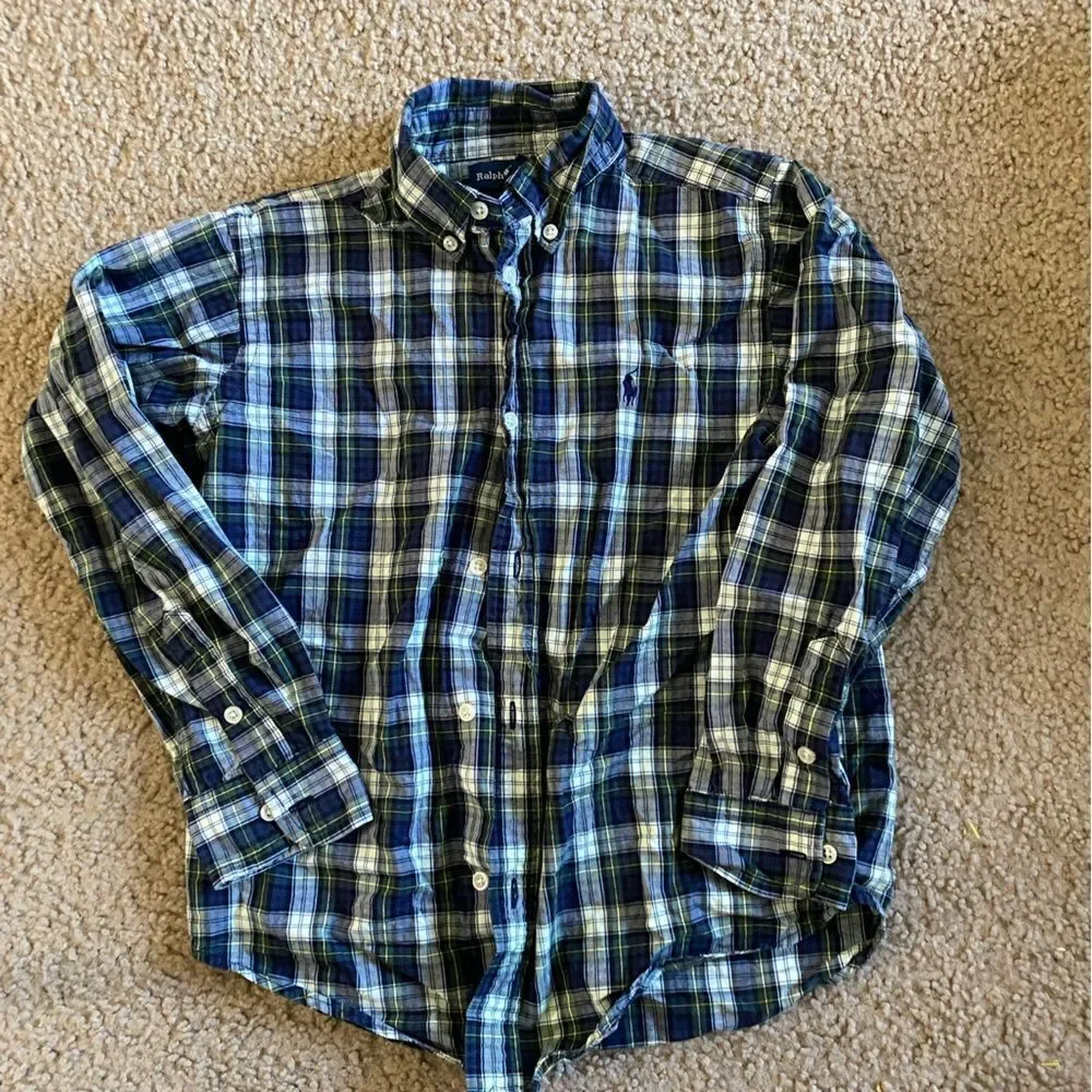 Boys Vintage Ralph Lauren Plaid Dress Shirt